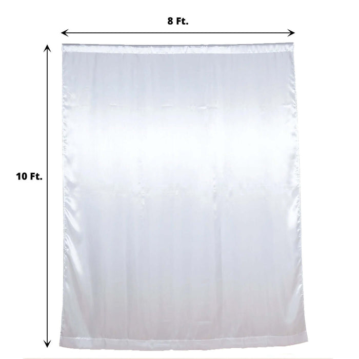 White sheer curtain panel, 8 ft x 10 ft, with measurement arrows