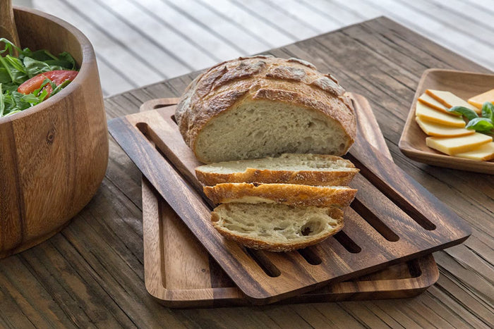 White Whale Wooden Nesting Bread Board with Crumb Catcher Bread Toast Slicer Bagel Slicer Cutter Mold