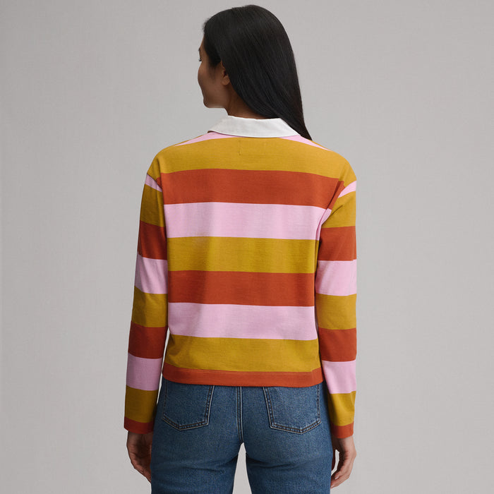 Women's Long-Sleeve Rugby Polo-Gold-2