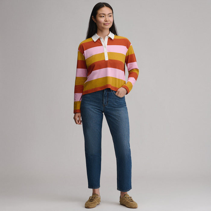 Women's Long-Sleeve Rugby Polo-Gold-4