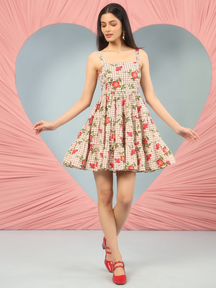 Women's Short Floral Tiered Dress