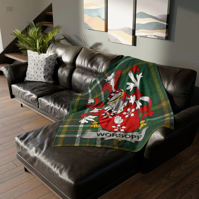 Worsopp Family Crest Heritage Blanket for Couch