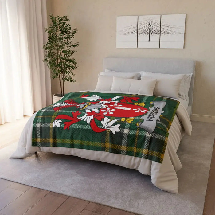 Cozy Peppermint Plaid Christmas Bed Blanket