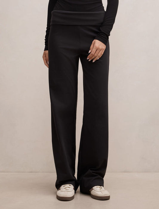 Wren Fold Waist Wide Leg Pants Black Forever New