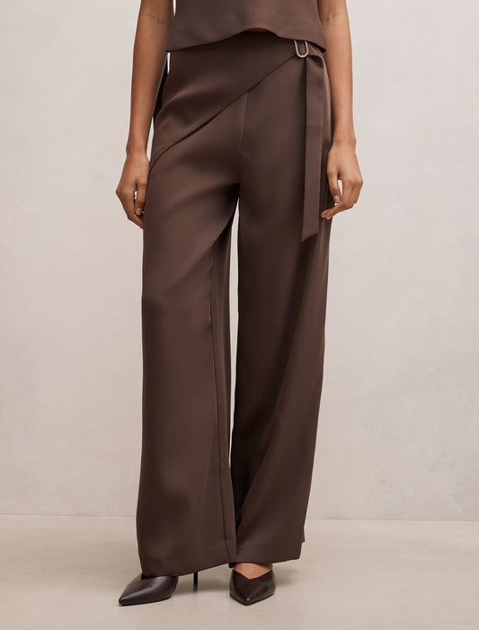 Wrenna Wrap Pants Mocha Brown Set Forever New