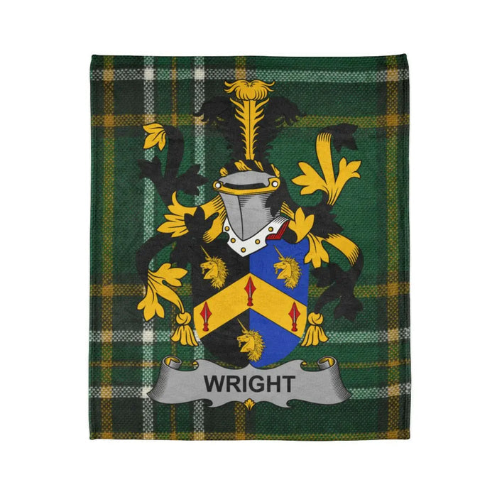 Wright Family Crest Design Tartan Pattern Blanket