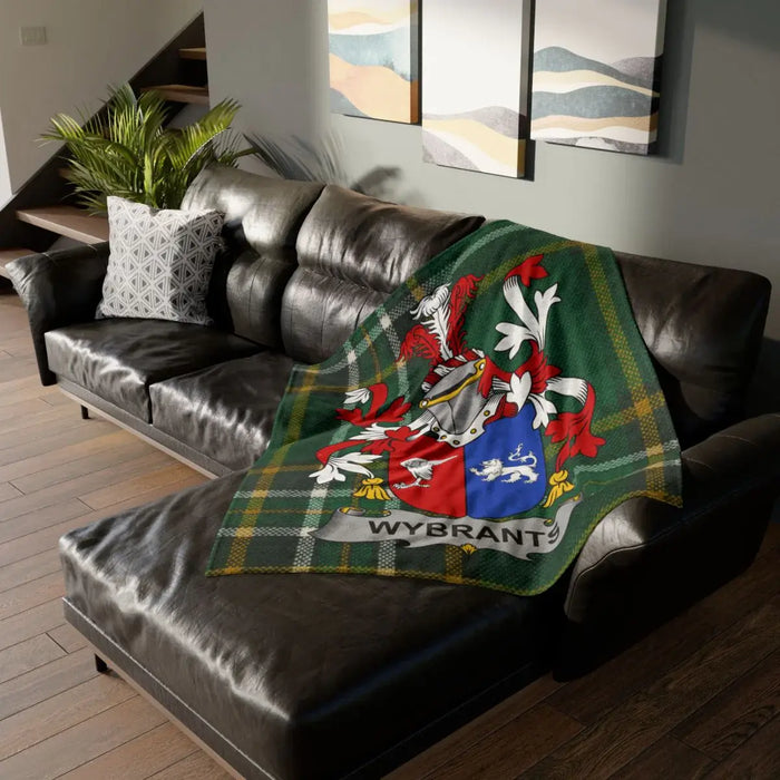 Wybrants Tartan Plaid with Family Crest Throw Blanket